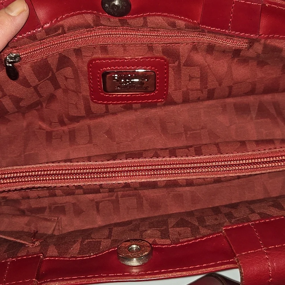 FURLA red leather handbag - Picture 5 of 11